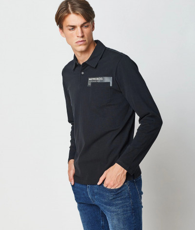 RetroJeans férfi felső (Acey Long Polo Black) 242094