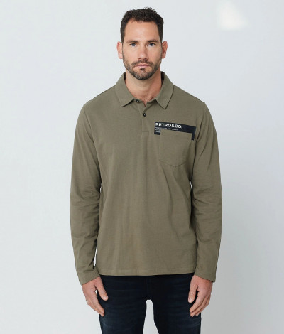 RetroJeans férfi felső (Acey Long Polo Khaki) 242095