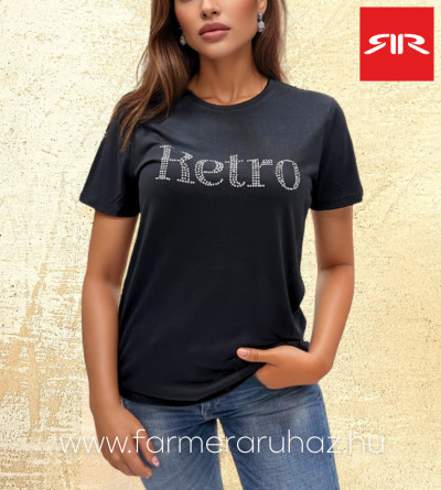 Retro női póló (Nava Fashion Top Black) 252057