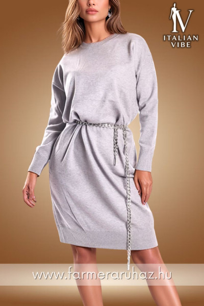 Italian Vibe női kötött ruha láncos övvel 2530152