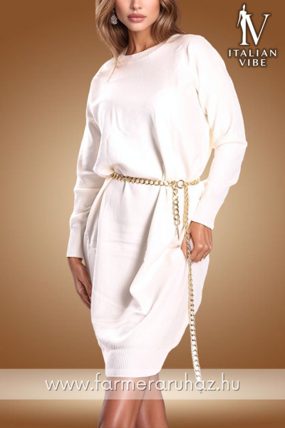 Italian Vibe női kötött ruha láncos övvel 2530154