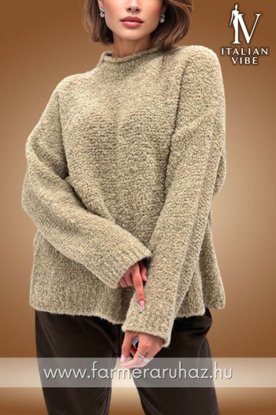 Italian Vibe gyapjú tartalmú női buklé felső 2530178