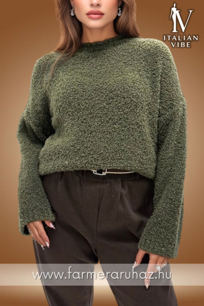 Italian Vibe gyapjú tartalmú női buklé felső 2530179