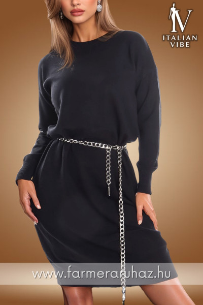 Italian Vibe női kötött ruha láncos övvel 2530136