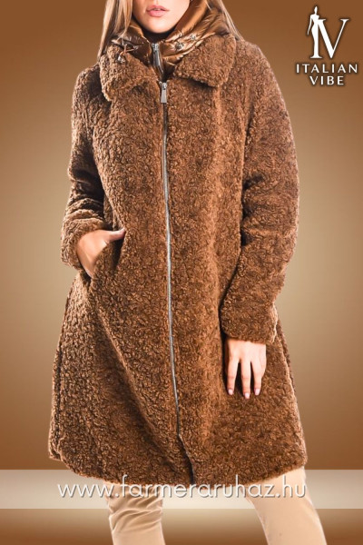Italian Vibe női bélelt hosszú buklé kabát 2530301