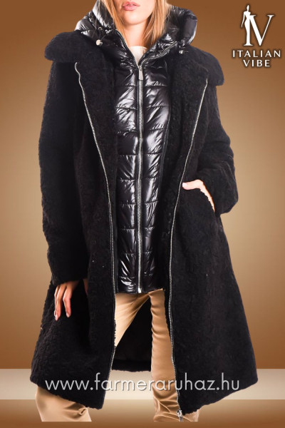 Italian Vibe női bélelt hosszú buklé kabát 2530302