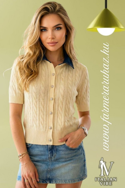 Italian Vibe női gyapjú tartalmú galléros kardigán 2610155