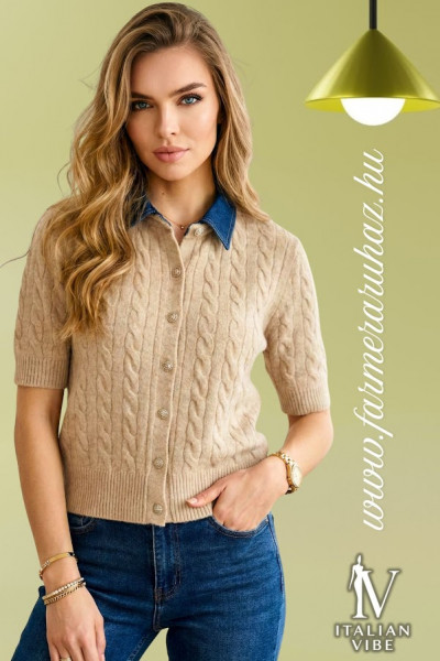 Italian Vibe női gyapjú tartalmú galléros kardigán 2610156