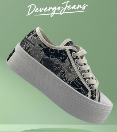 DevergoJeans női vászon platform sneaker repedezett mintával (Elena) 261005