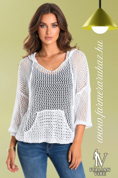 Italian Vibe női horgolt felső kapucnival 2610243