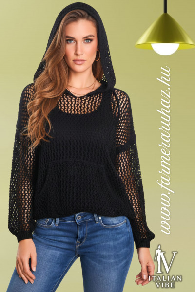 Italian Vibe női horgolt felső kapucnival 2610242