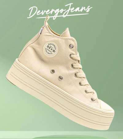 DevergoJeans női magasszárú platform tornacipő (Honey) 261208