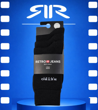 RR26SS RetroJeans férfi zokni csomag / 3 pár (Jaxx Black) Egységár: 1997 Ft/pár 261108