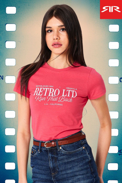 RR26SS Retro női póló (Piper T-shirt Raspberry) 261046