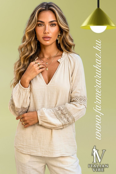 Italian Vibe női csipke betétes blúz (2620199)