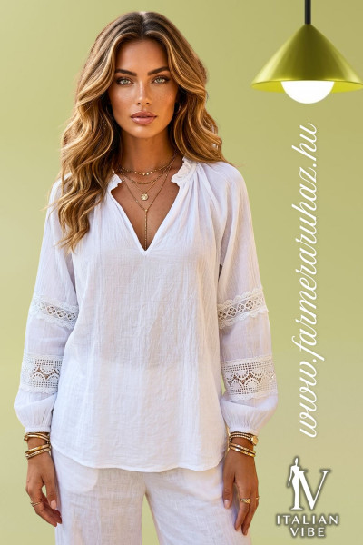 Italian Vibe női csipke betétes blúz (2620201)