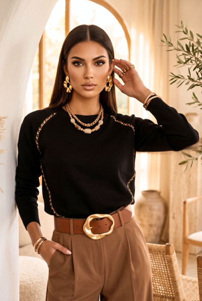 Italian Vibe női lánc betétes kötött felső 2530160