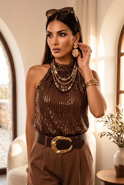 Italian Vibe női flitteres felső 2530288