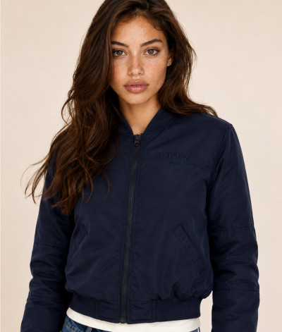 Retro női bomber dzseki (Madelyn Bomber Dark Blue) 262043