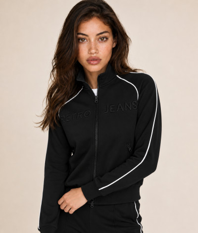 Retro női Jogging top (Mitzi Jogging Top Black) 262075